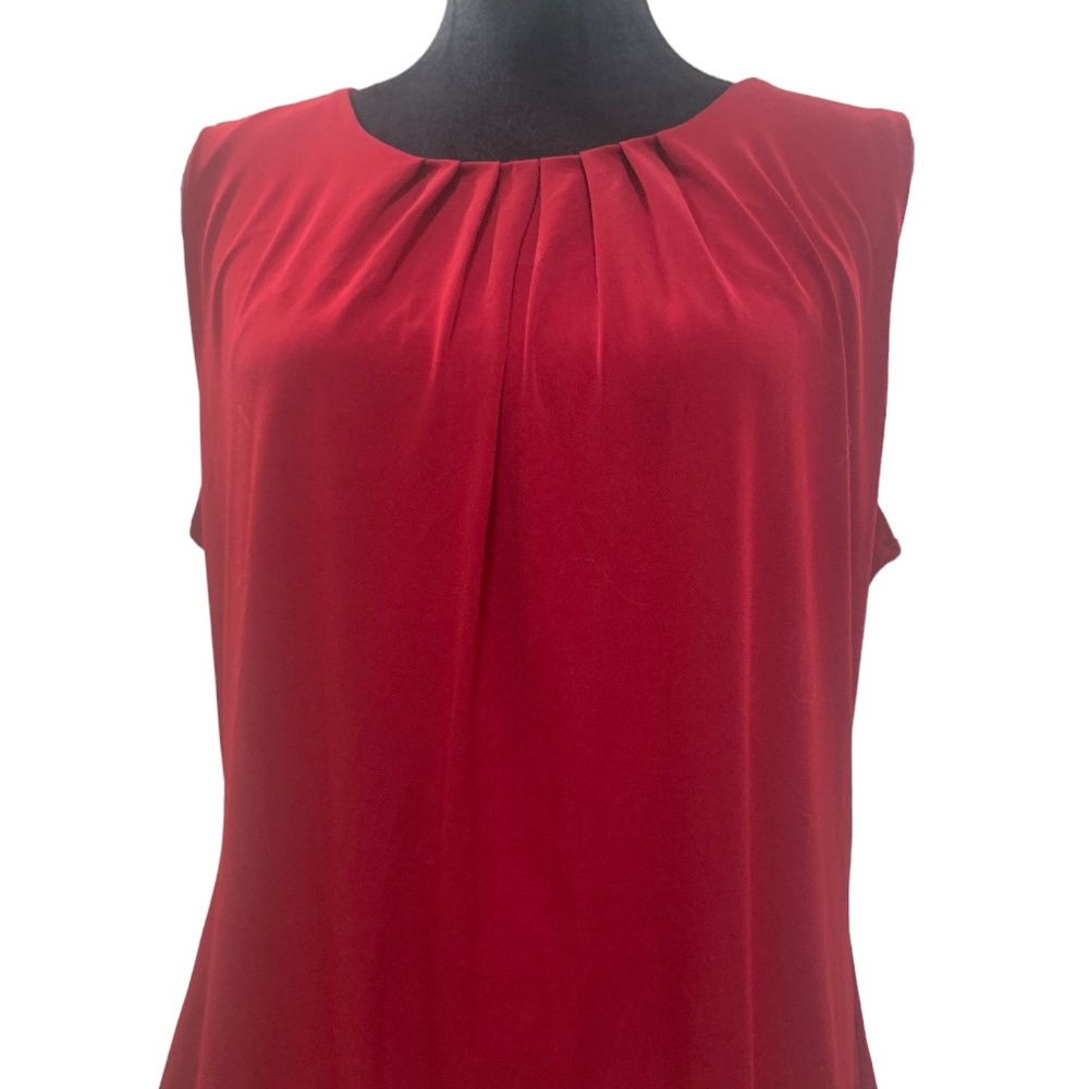 Calvin Klein Red Top Pleated Crewneck Sleeveless Cami Size XL